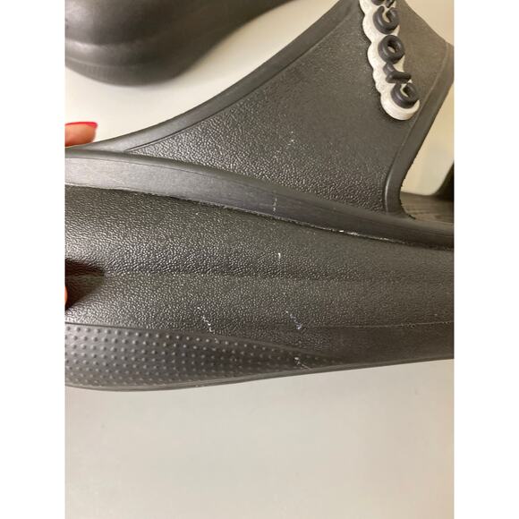 CROCS Iconic Crush Sandal Shoe Black Unisex Sz M7/W9 Platform Chunky Slide - Picture 11 of 11